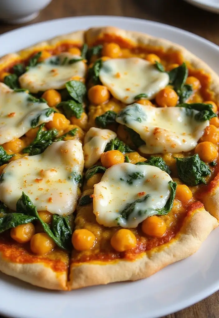 25 Clean Eating Pizza Recipes That Don’t Sacrifice Flavor - 19. Curried Chickpeas and Spinach Pizza