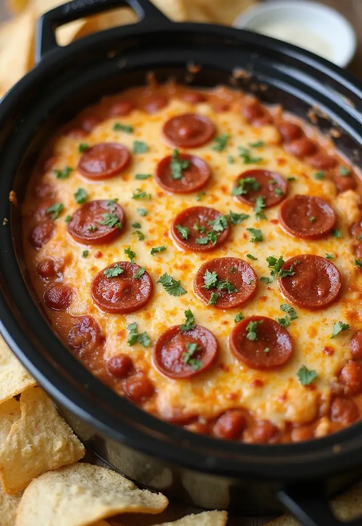 25 Creamy and Cheesy Crockpot Pizza Dip Recipes 1 25 Creamy and Cheesy Crockpot Pizza Dip Recipes - 1. Classic Pepperoni Pizza Dip