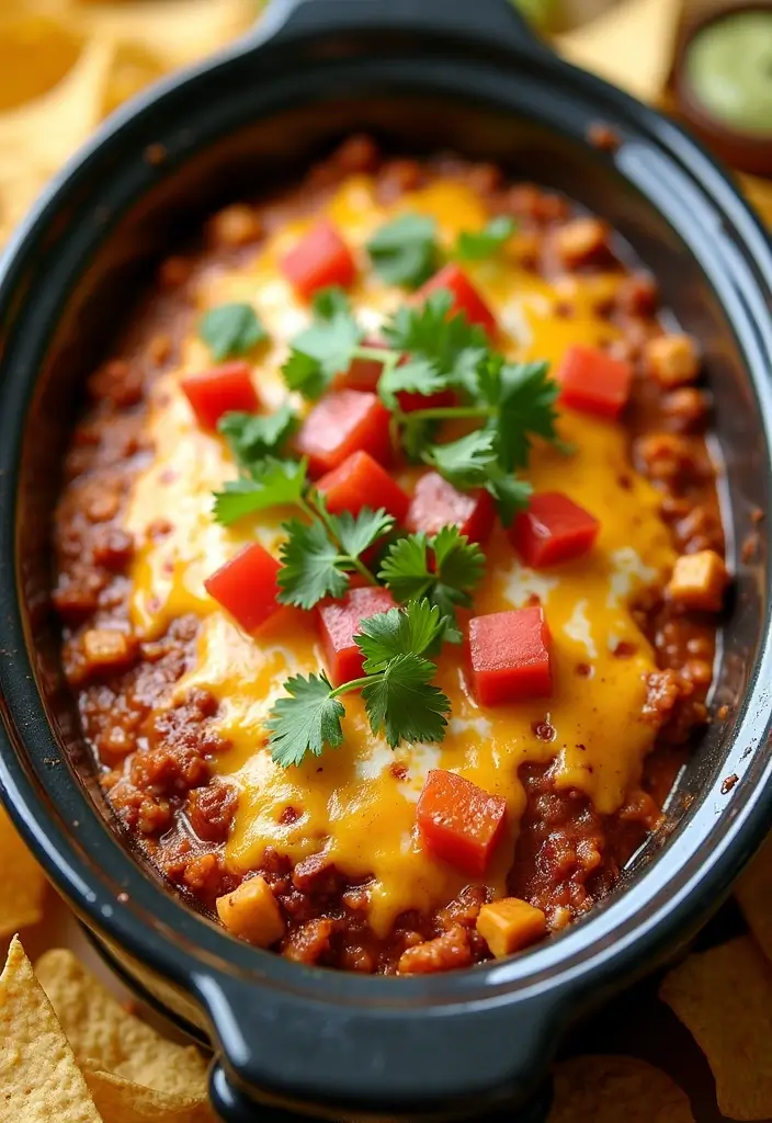 25 Creamy and Cheesy Crockpot Pizza Dip Recipes 64 25 Creamy and Cheesy Crockpot Pizza Dip Recipes - 10. Taco Pizza Dip