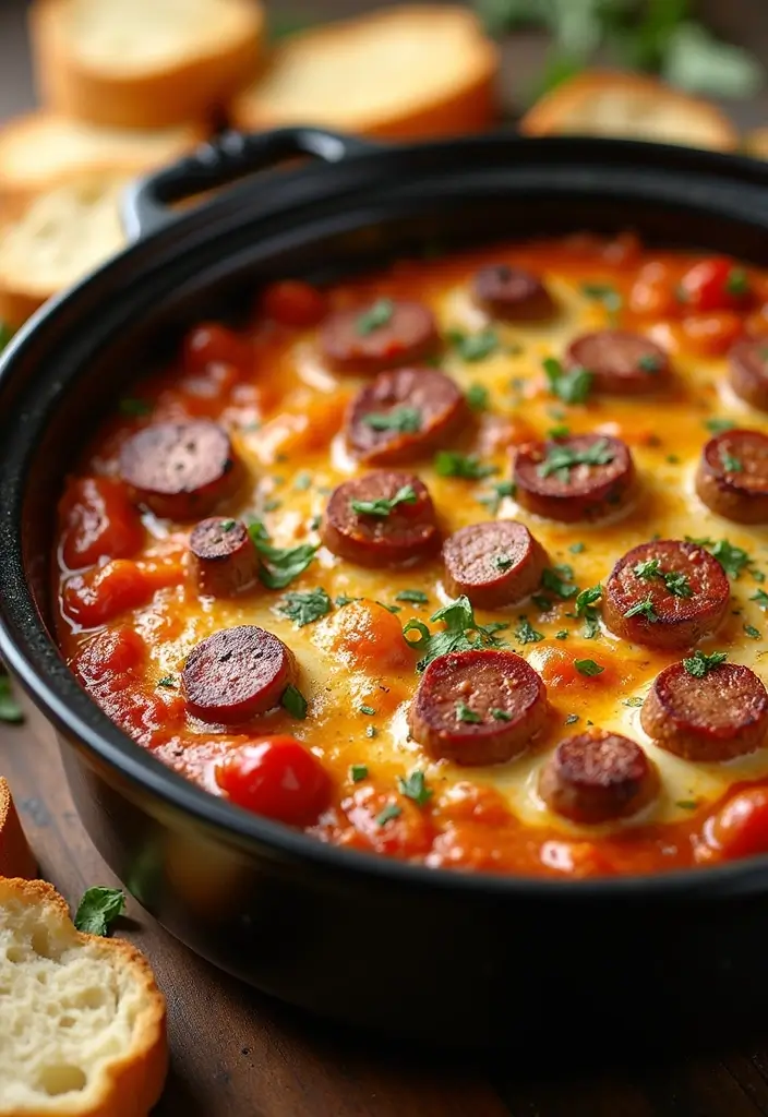 25 Creamy and Cheesy Crockpot Pizza Dip Recipes 97 25 Creamy and Cheesy Crockpot Pizza Dip Recipes - 15. Sausage and Peppers Pizza Dip