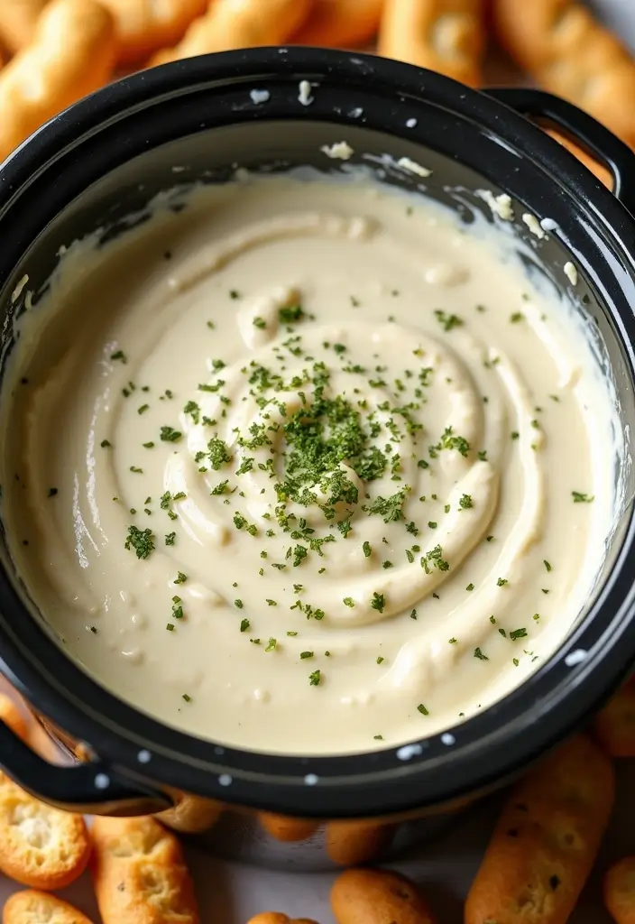 25 Creamy and Cheesy Crockpot Pizza Dip Recipes 100 25 Creamy and Cheesy Crockpot Pizza Dip Recipes - 16. White Pizza Dip