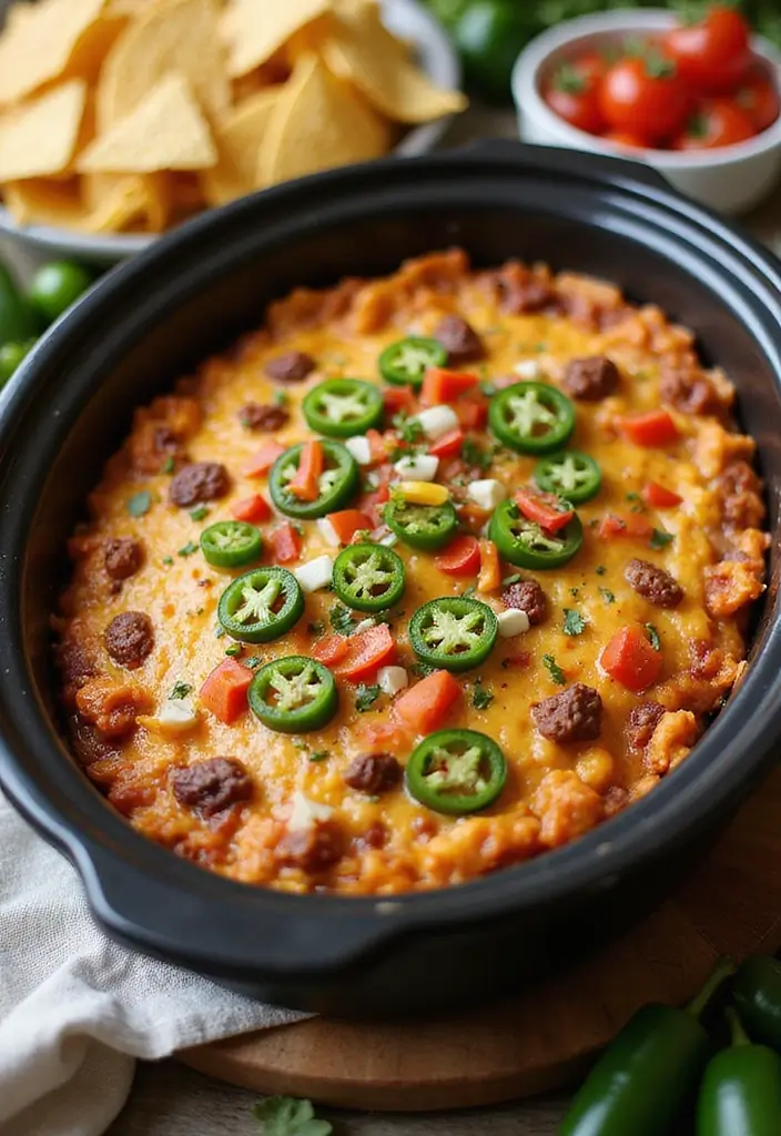 25 Creamy and Cheesy Crockpot Pizza Dip Recipes 119 25 Creamy and Cheesy Crockpot Pizza Dip Recipes - 19. Nacho Pizza Dip