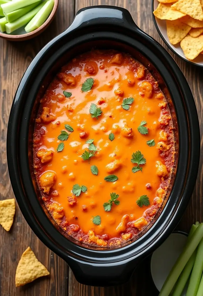 25 Creamy and Cheesy Crockpot Pizza Dip Recipes 8 25 Creamy and Cheesy Crockpot Pizza Dip Recipes - 2. Buffalo Chicken Pizza Dip