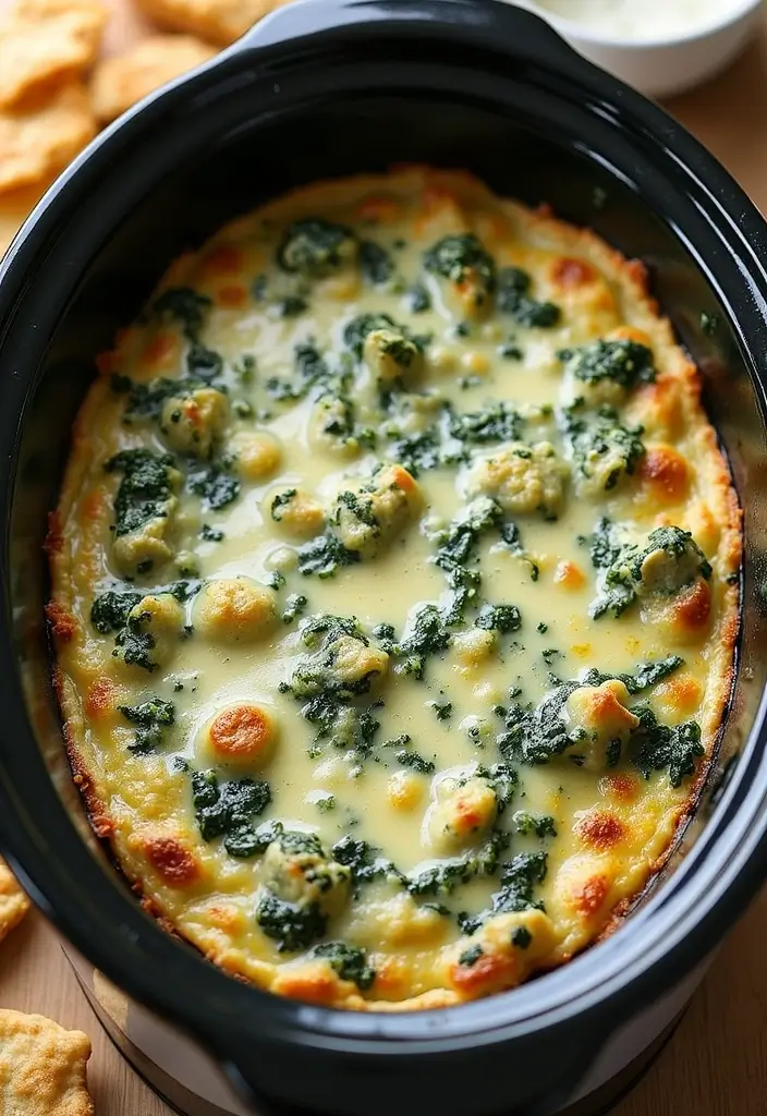 25 Creamy and Cheesy Crockpot Pizza Dip Recipes 36 25 Creamy and Cheesy Crockpot Pizza Dip Recipes - 6. Spinach Artichoke Pizza Dip