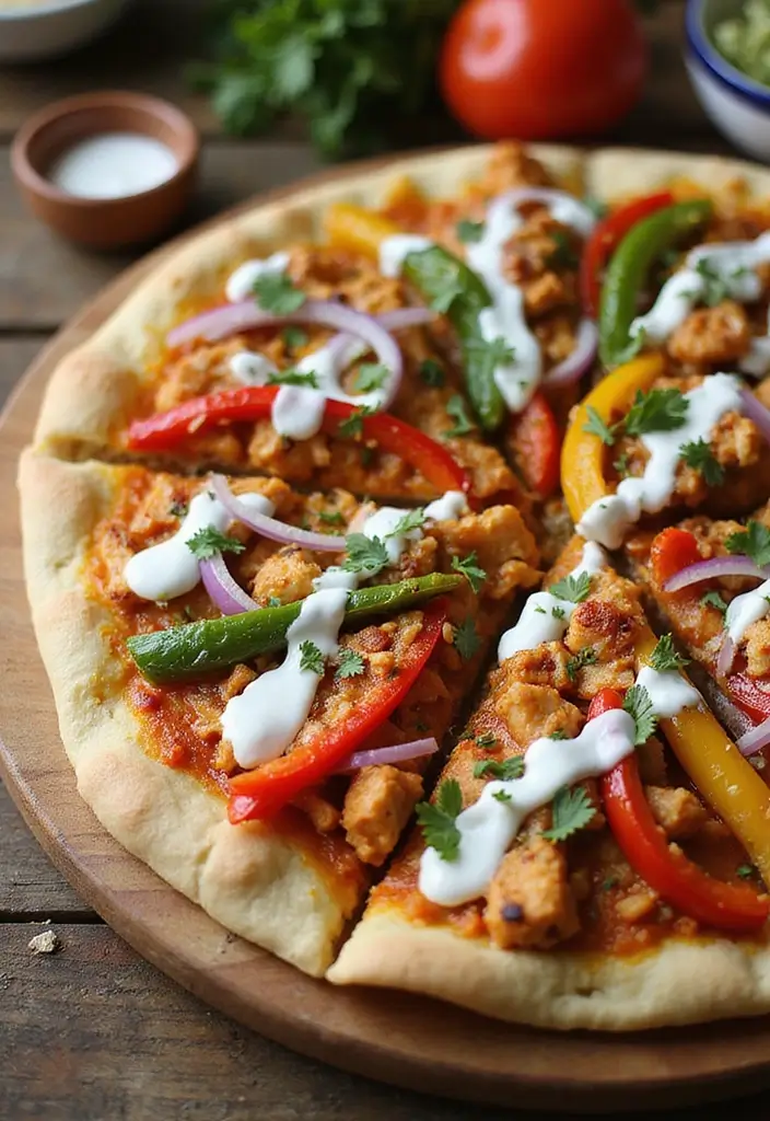 25 Garlic Naan Pizza Recipes for an Indian-Inspired Twist 8 25 Garlic Naan Pizza Recipes for an Indian-Inspired Twist - 2. Spicy Tandoori Chicken Garlic Naan Pizza