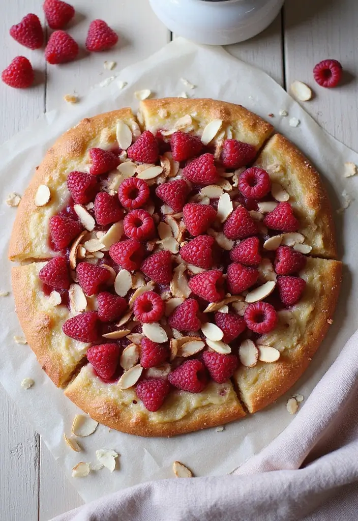25 Pizza Dough Dessert Recipes That Are Surprisingly Good - 11. Raspberry Almond Dessert Pizza