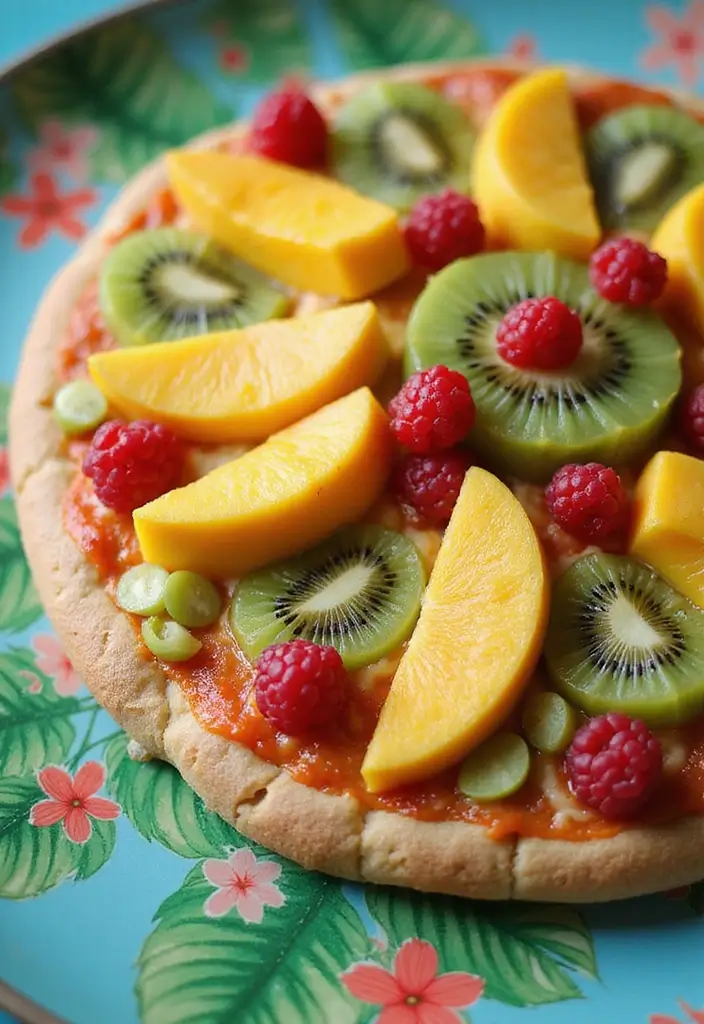25 Pizza Dough Dessert Recipes That Are Surprisingly Good - 14. Tropical Fruit Dessert Pizza