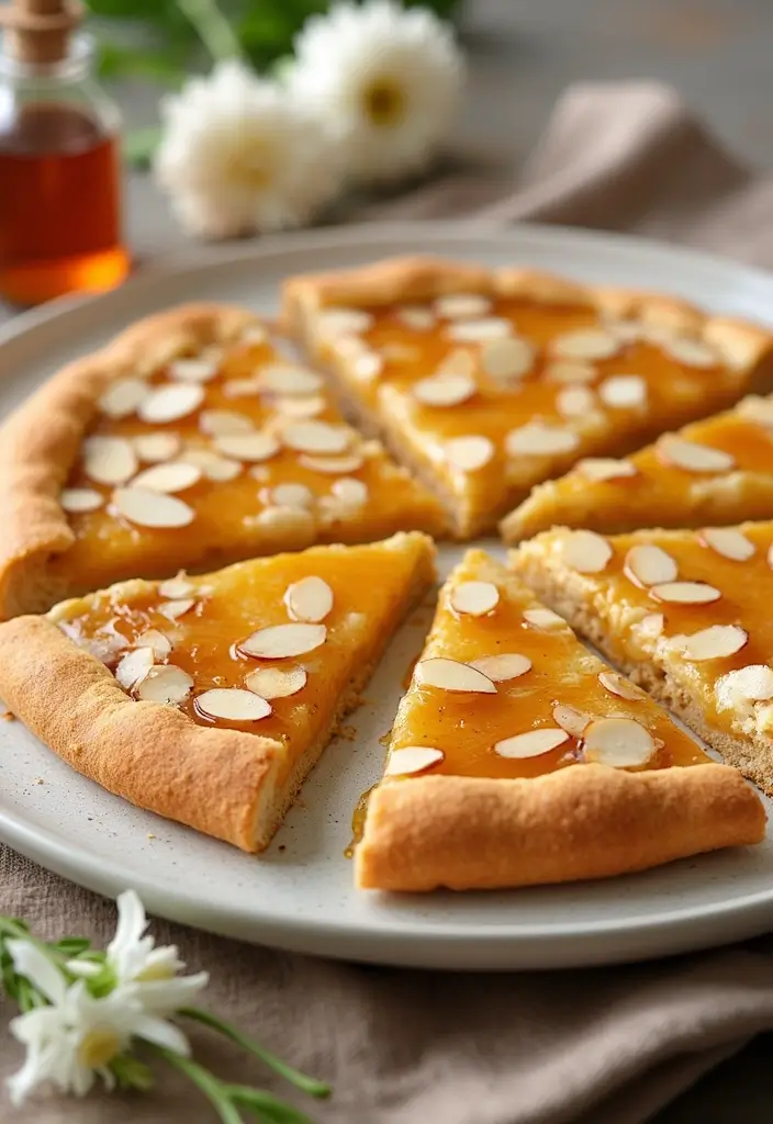 25 Pizza Dough Dessert Recipes That Are Surprisingly Good - 21. Honey Almond Dessert Pizza