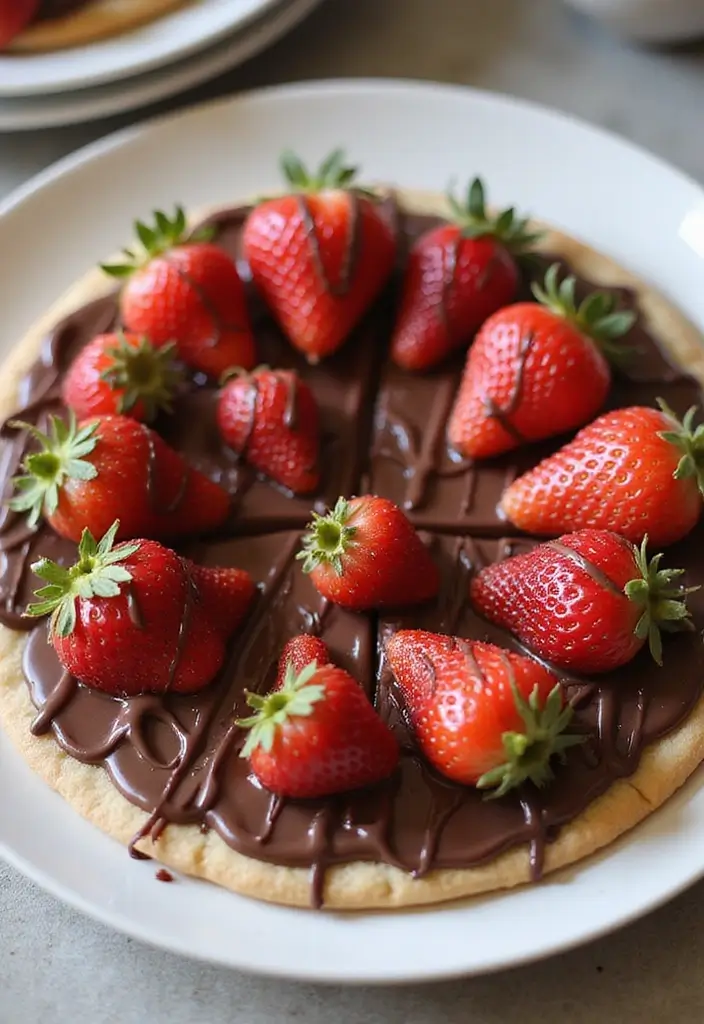 25 Pizza Dough Dessert Recipes That Are Surprisingly Good - 24. Chocolate Dipped Strawberry Dessert Pizza