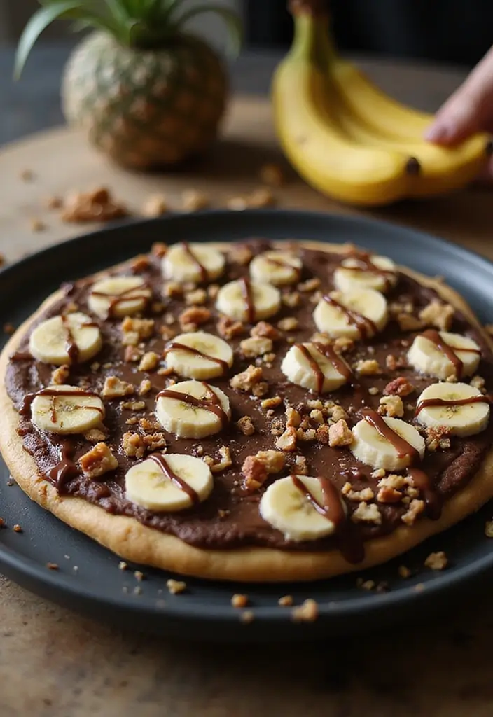 25 Pizza Dough Dessert Recipes That Are Surprisingly Good - 6. Chocolate Banana Dessert Pizza