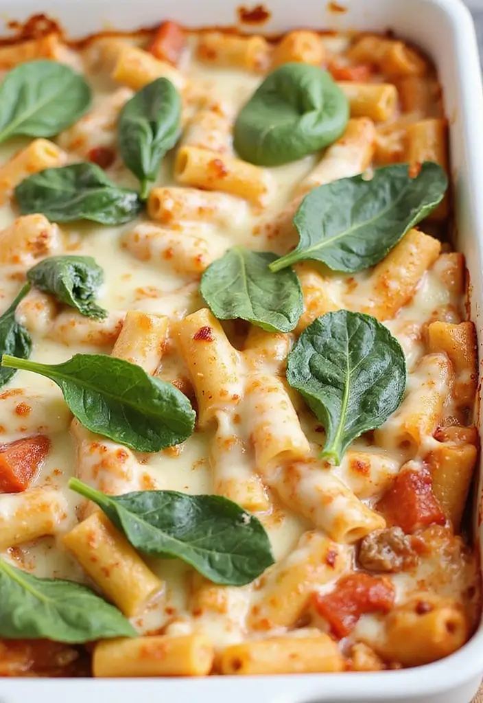 25 Pizza Pasta Bake Recipes That Combine Two Favorites 146 25 Pizza Pasta Bake Recipes That Combine Two Favorites - 22. Creamy Spinach Pizza Pasta Bake