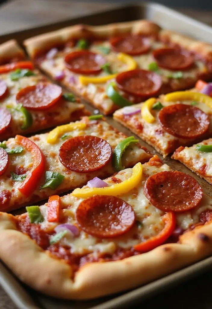 25 Sheet Pan Pizza Recipes for Effortless Family Dinners 6 25 Sheet Pan Pizza Recipes for Effortless Family Dinners - 2. Pepperoni and Veggie Sheet Pan Pizza