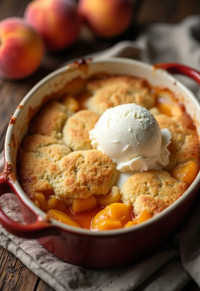26 Pizza Oven Dessert Recipes That Impress Every Guest - 11. Peach Cobbler