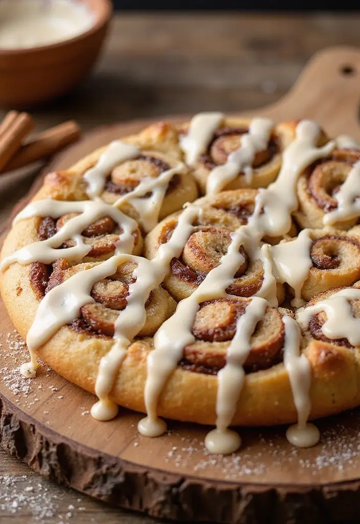 26 Pizza Oven Dessert Recipes That Impress Every Guest - 6. Cinnamon Roll Pizza