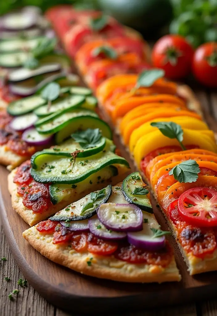 27 Colorful Homemade Pizza Recipes That Look as Good as They Taste - 1. Rainbow Veggie Pizza