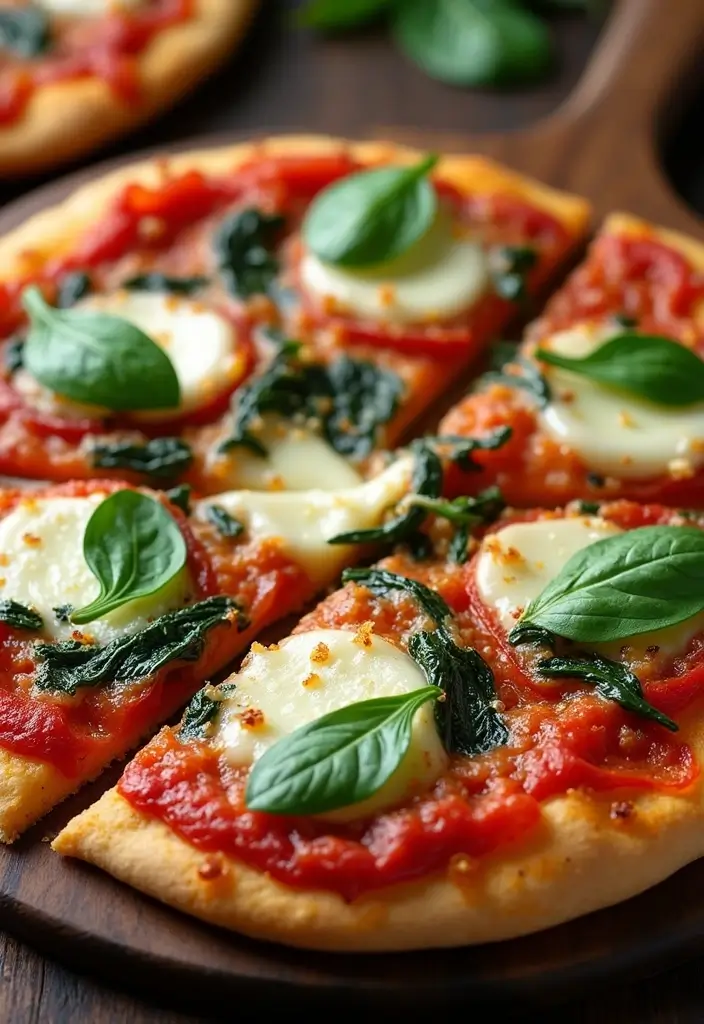 27 Colorful Homemade Pizza Recipes That Look as Good as They Taste - 13. Roasted Red Pepper and Spinach Pizza