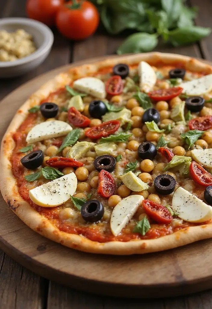 27 Colorful Homemade Pizza Recipes That Look as Good as They Taste - 2. Mediterranean Chickpea Pizza