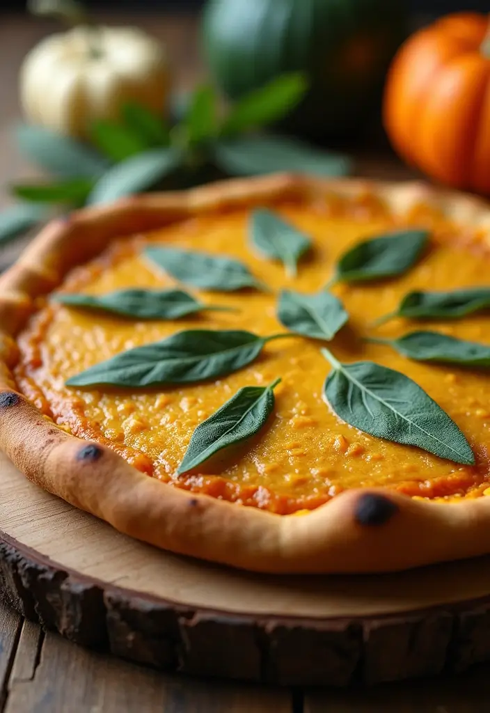 27 Colorful Homemade Pizza Recipes That Look as Good as They Taste - 20. Pumpkin and Sage Pizza