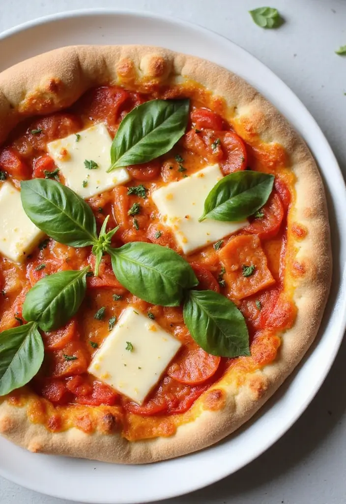 27 Colorful Homemade Pizza Recipes That Look as Good as They Taste - 22. Vegan Cheese and Tomato Pizza