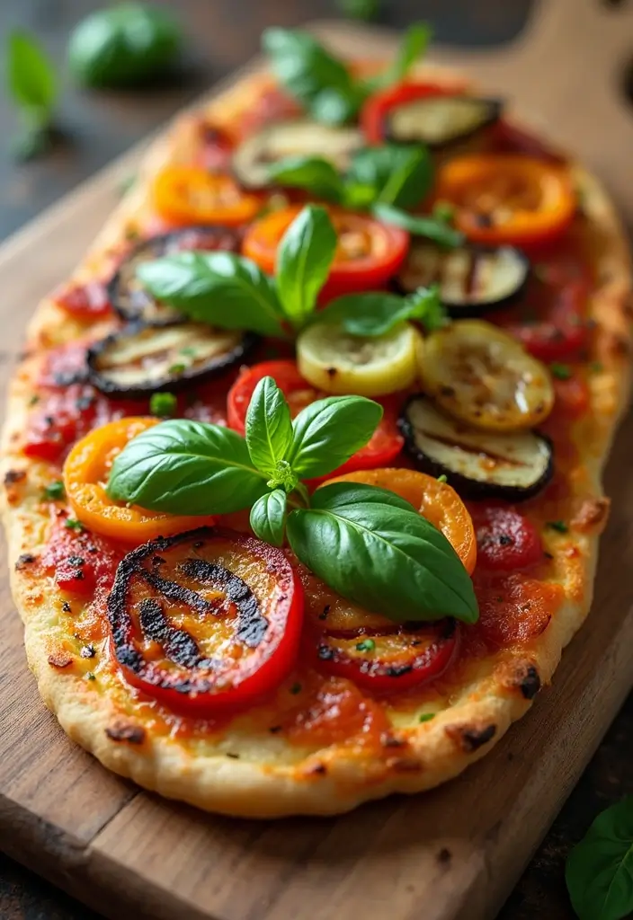 27 Colorful Homemade Pizza Recipes That Look as Good as They Taste - 26. Grilled Vegetable Pizza