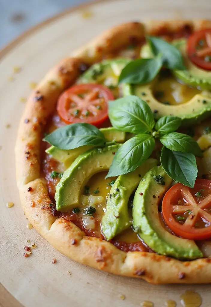 27 Colorful Homemade Pizza Recipes That Look as Good as They Taste - 6. Avocado and Tomato Pizza