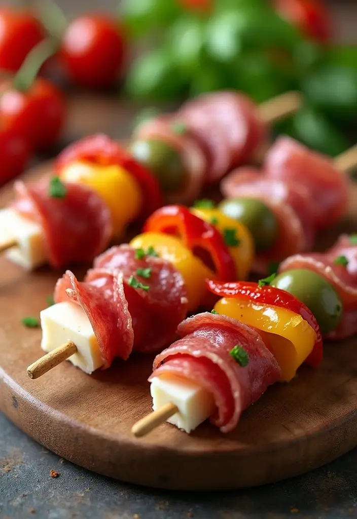 28 Appetizer Recipes for a Pizza Party Everyone Will Remember 34 28 Appetizer Recipes for a Pizza Party Everyone Will Remember - 6. Antipasto Skewers