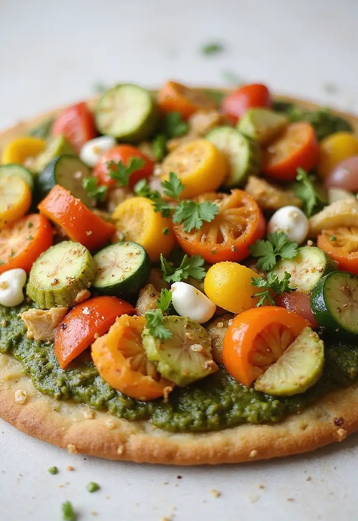 28 Healthy Pizza Party Recipes for Guilt-Free Fun - 11. Pesto Chicken Pizza on Brown Rice Crust