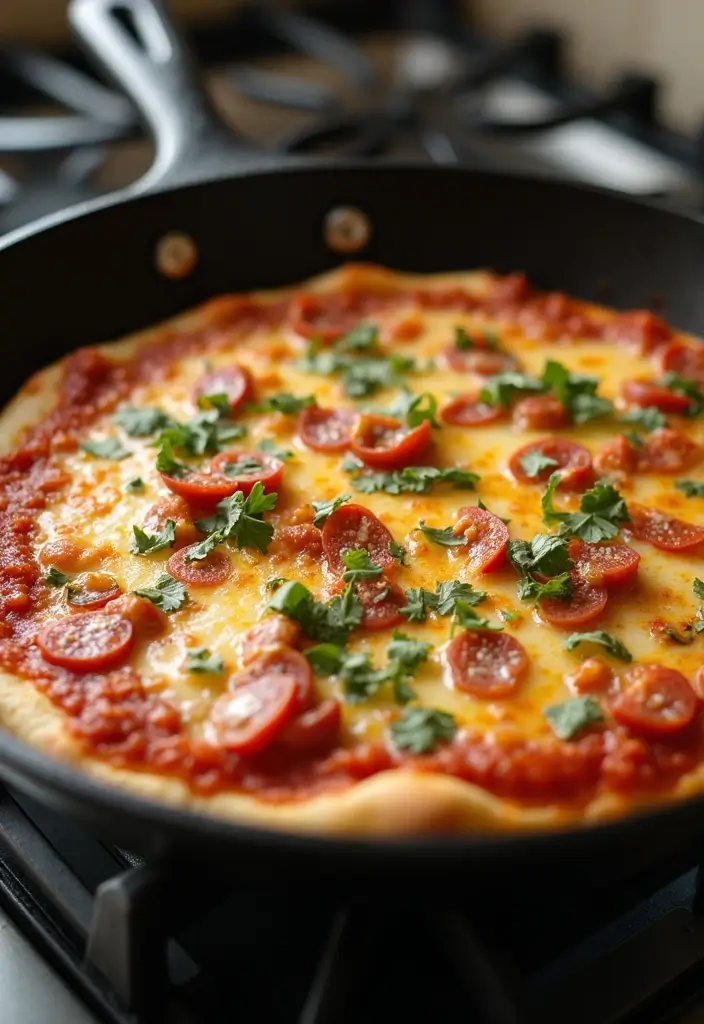 28 Healthy Pizza Party Recipes for Guilt-Free Fun - 25. Savory Skillet Pizza