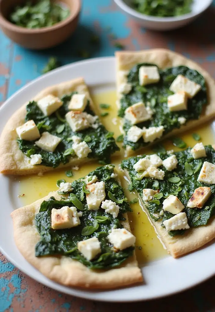 28 Healthy Pizza Party Recipes for Guilt-Free Fun - 8. Spinach and Feta Flatbread Pizza