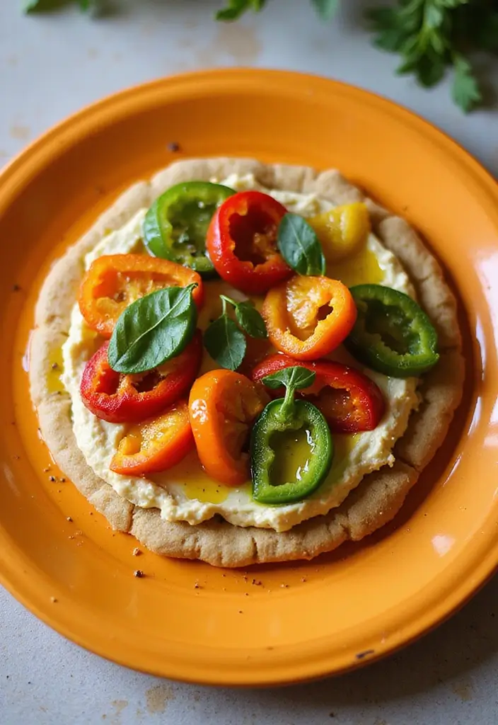 29 Vegan Flatbread Pizza Recipes That Everyone Can Enjoy 131 29 Vegan Flatbread Pizza Recipes That Everyone Can Enjoy - 21. Peppers and Hummus Flatbread Pizza