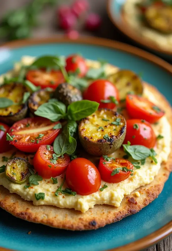 29 Vegan Flatbread Pizza Recipes That Everyone Can Enjoy 173 29 Vegan Flatbread Pizza Recipes That Everyone Can Enjoy - 27. Hummus and Grilled Vegetable Flatbread Pizza