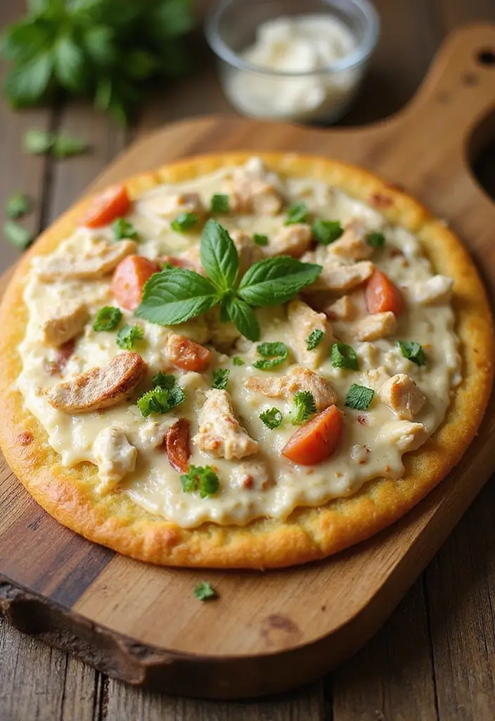 30 Corn Tortilla Pizza Recipes for a Crispy Twist 77 30 Corn Tortilla Pizza Recipes for a Crispy Twist - 13. Chicken Alfredo Corn Tortilla Pizza
