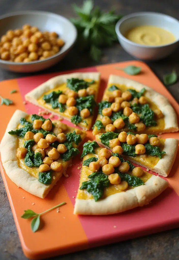 30 Half Baked Harvest Pizza Recipes Full of Flavor and Creativity - 14. Curried Chickpea and Spinach Pizza