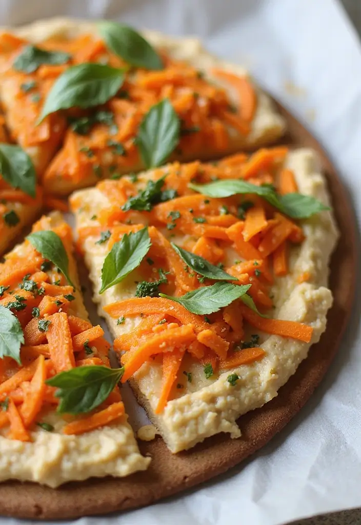 30 Healthy Pizza Recipes That Are Light Yet Delicious 65 30 Healthy Pizza Recipes That Are Light Yet Delicious - 11. Carrot and Hummus Pizza
