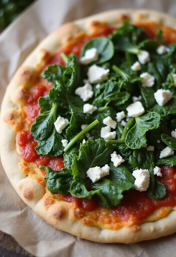 30 Healthy Pizza Recipes That Are Light Yet Delicious 22 30 Healthy Pizza Recipes That Are Light Yet Delicious - 4. Spinach and Feta Flatbread Pizza