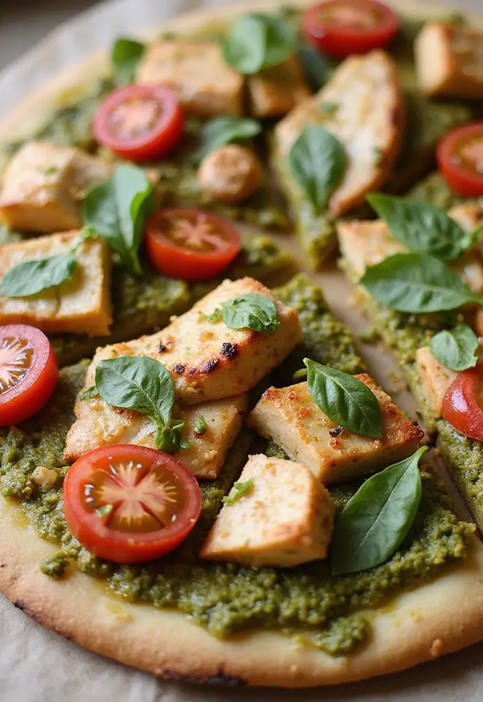 30 Healthy Pizza Recipes That Are Light Yet Delicious 41 30 Healthy Pizza Recipes That Are Light Yet Delicious - 7. Pesto Chicken Flatbread Pizza
