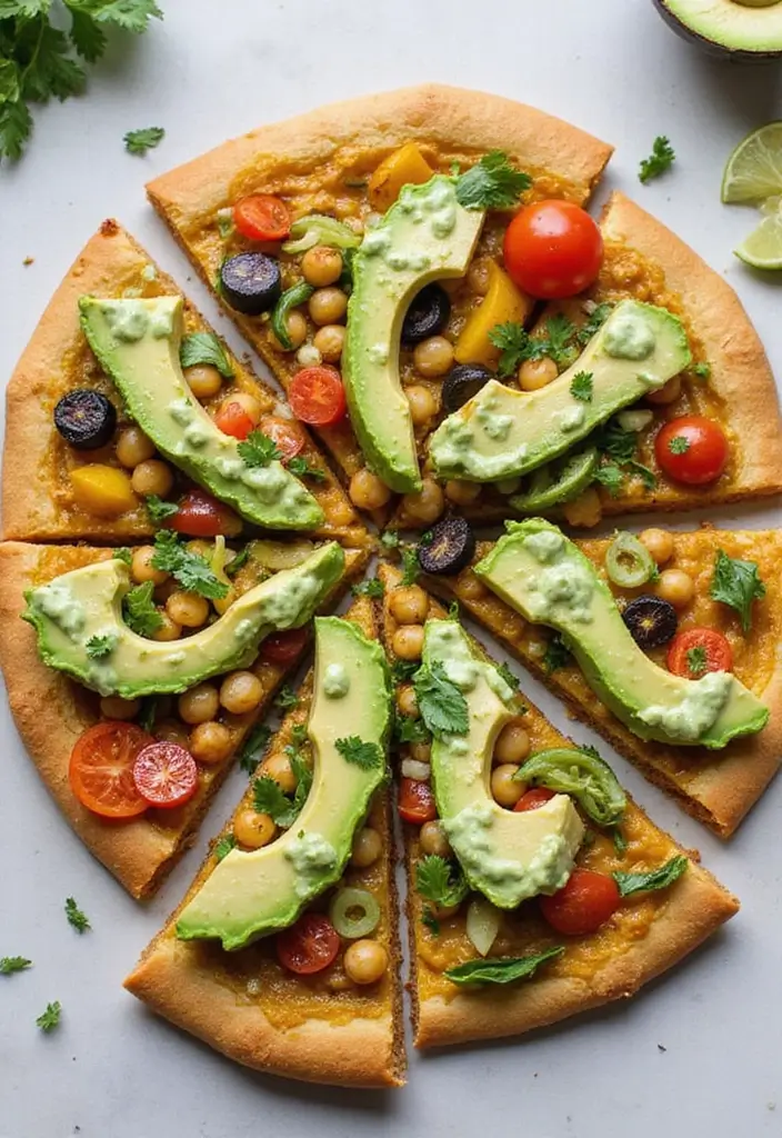 30 Healthy Pizza Recipes That Are Light Yet Delicious 48 30 Healthy Pizza Recipes That Are Light Yet Delicious - 8. Chickpea Pizza with Avocado Dressing