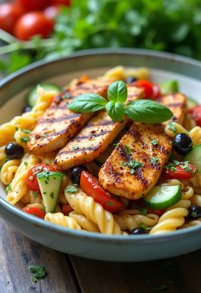 30 Pizza Pasta Salad Recipes for Summer Gatherings 57 30 Pizza Pasta Salad Recipes for Summer Gatherings - 9. Greek Chicken Pizza Pasta Salad