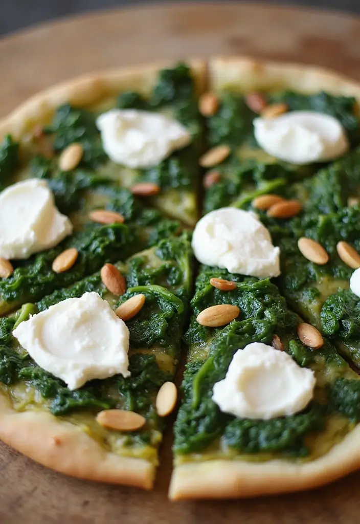 30 Wood Fired Pizza Oven Recipes for Perfect Crispy Crusts 15 30 Wood Fired Pizza Oven Recipes for Perfect Crispy Crusts - 3. Pesto Spinach and Ricotta