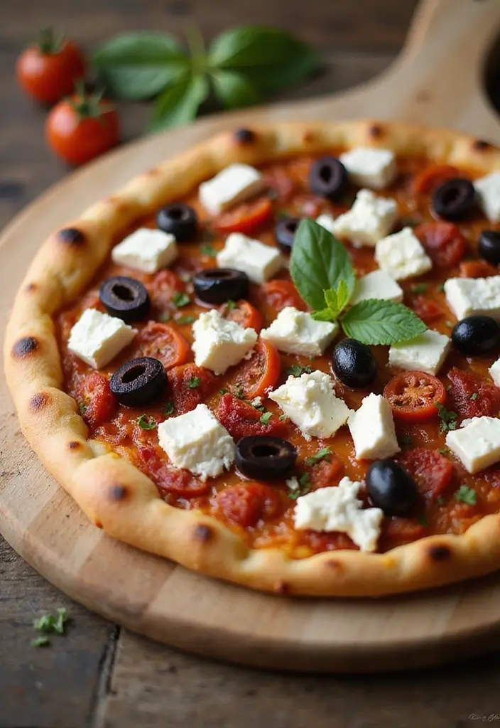 30 Wood Fired Pizza Oven Recipes for Perfect Crispy Crusts 22 30 Wood Fired Pizza Oven Recipes for Perfect Crispy Crusts - 4. Mediterranean Feta and Olives